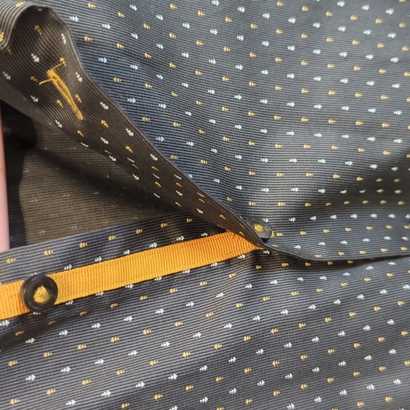 BLU BY POLIFRONI Slim Fit Patterned Dress Shirt in Gray (Small) - Picture 4 of 6